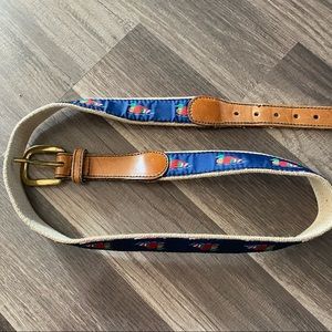 Canterbury Duck Print Brass Buckle Leather Belt